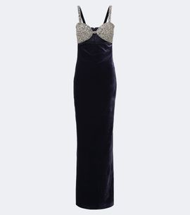 The New Arrivals Ilkyaz Ozel The New Arrivals Ilkyaz Ozel Lux cutout crystal-embellished velvet gown