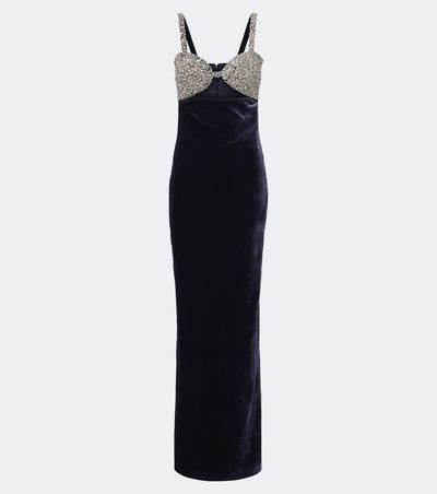 The New Arrivals Ilkyaz Ozel The New Arrivals Ilkyaz Ozel Lux cutout crystal-embellished velvet gown
