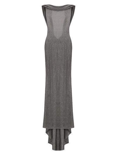 The New Arrivals Ilkyaz Ozel Women's Jeanne Metallic Knit Cowl Neck Gown