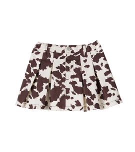 The New Society The New Society Dakota cow-print pleated denim skirt