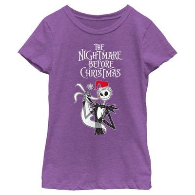 The Nightmare Before Christmas The Nightmare Before Christmas Girls' Jack Skellington Santa Hat Logo Short Sleeve Graphic T-Shirt