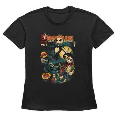 The Nightmare Before Christmas Women's The Nightmare Before Christmas Jack and Sally Comic Cover T-Shirt