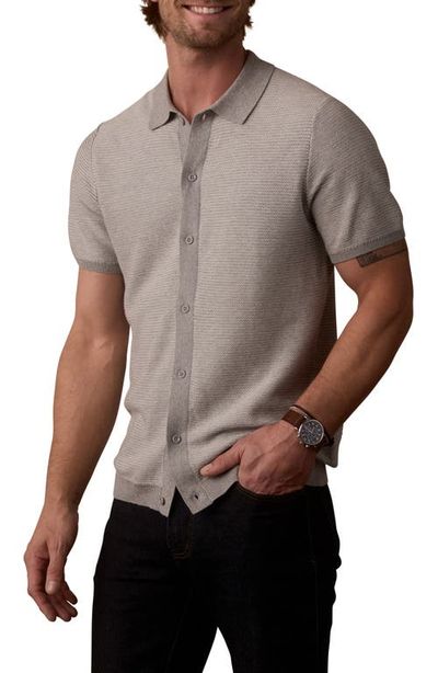 The Normal Brand The Normal Brand Robles Short Sleeve Cotton Bird's Eye Full Button Cardigan