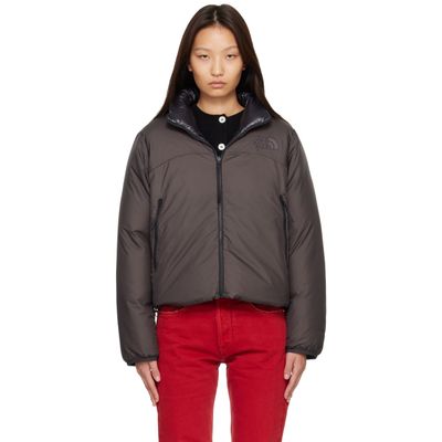 The North Face The North Face Gray & Black Pertex Nuptse Reversible Down Jacket