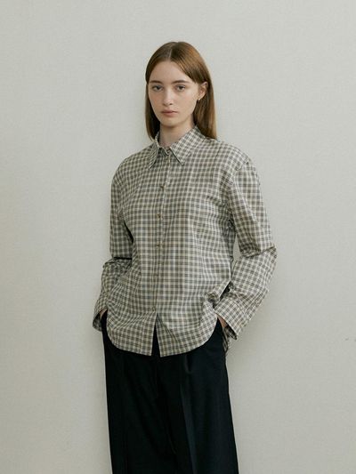 THE PENNY CHECK RIBBON BLOUSE - Beige