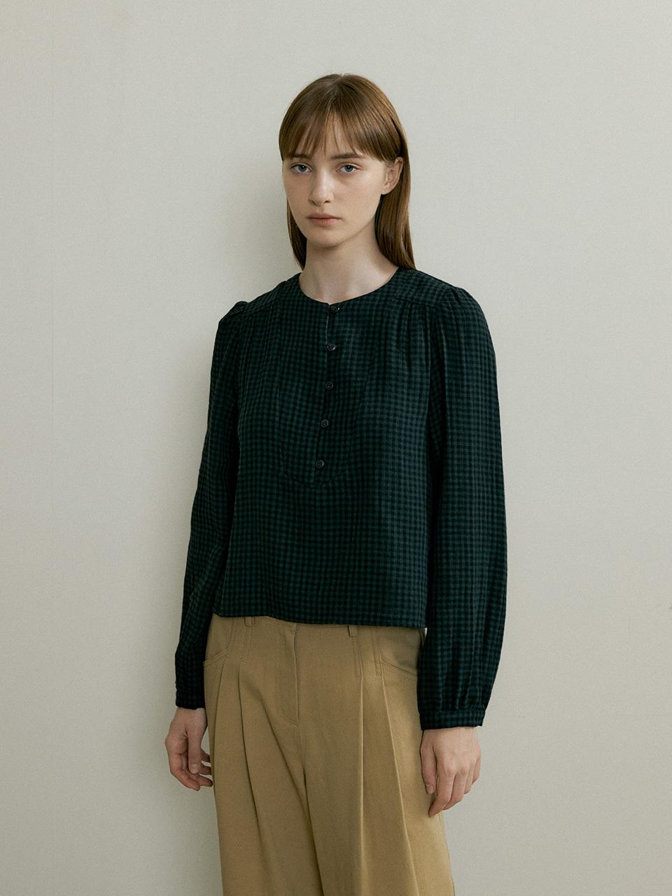 THE PENNY CHECK SHIRING BLOUSE - Green