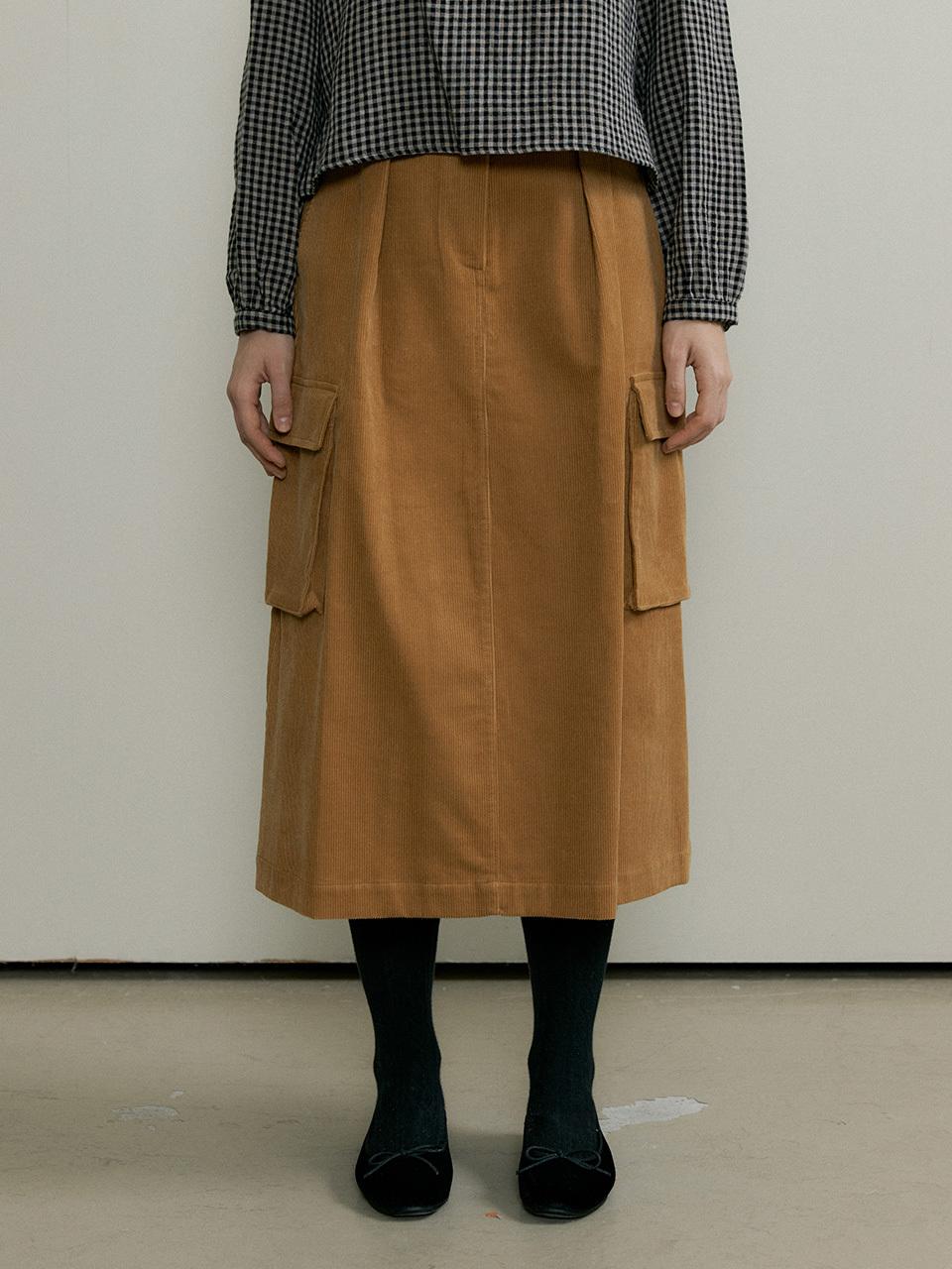 THE PENNY CORDUROY CARGO SKIRT - Camel