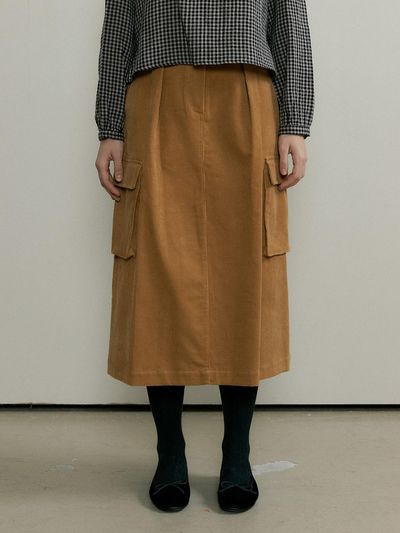 THE PENNY CORDUROY CARGO SKIRT - Camel