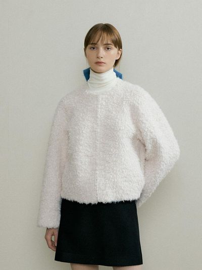 THE PENNY FAKE FUR SHEARING JACKET - White