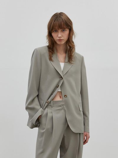 THE PENNY FOUR BUTTON JACKET - Khaki beige