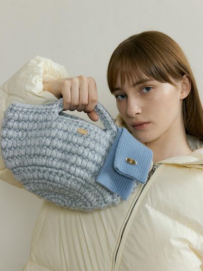 THE PENNY HANDMADE KNIT TOTE BAG - Gray