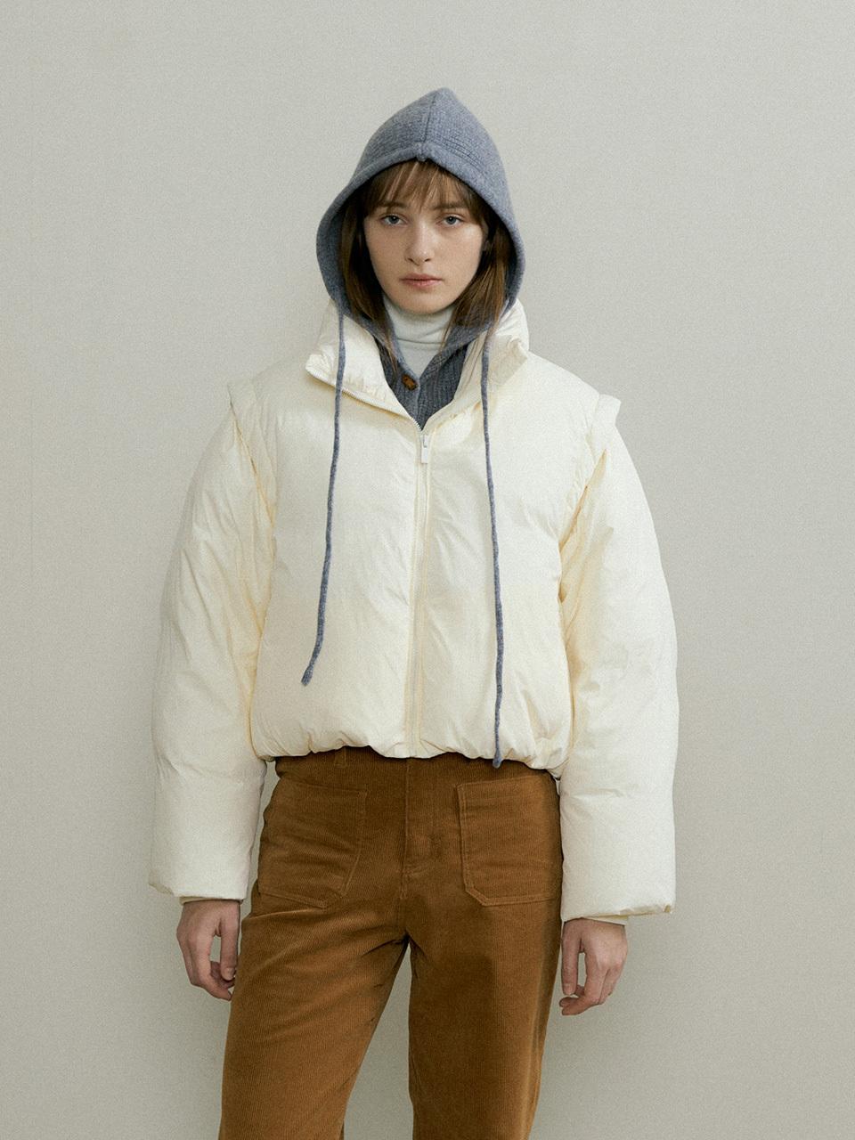 THE PENNY HIGH NECK SHORT PADDING - Cream