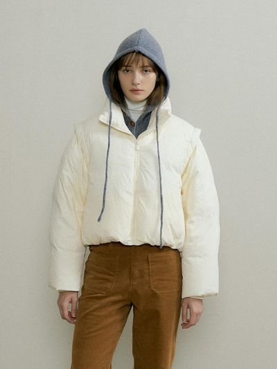 THE PENNY HIGH NECK SHORT PADDING - Cream