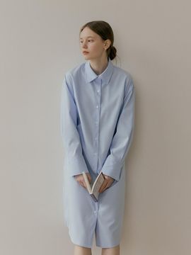 THE PENNY TUCK LONG SHIRT DRESS - Blue