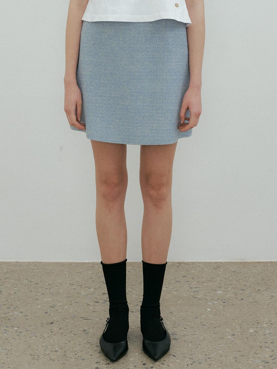 THE PENNY TWEED MINI SKIRT - Sky blue