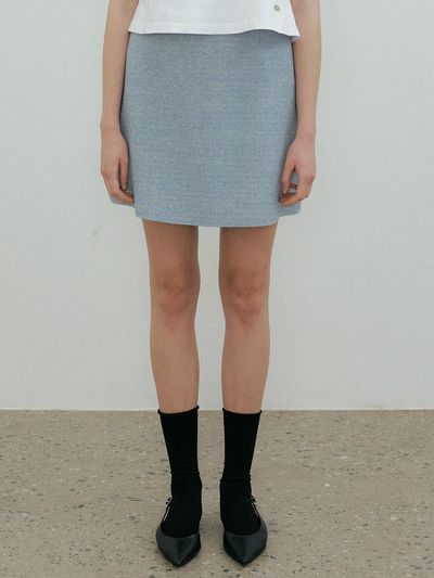 THE PENNY TWEED MINI SKIRT - Sky blue
