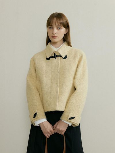 THE PENNY WOOL DUFFLE SHORT COAT - Butter