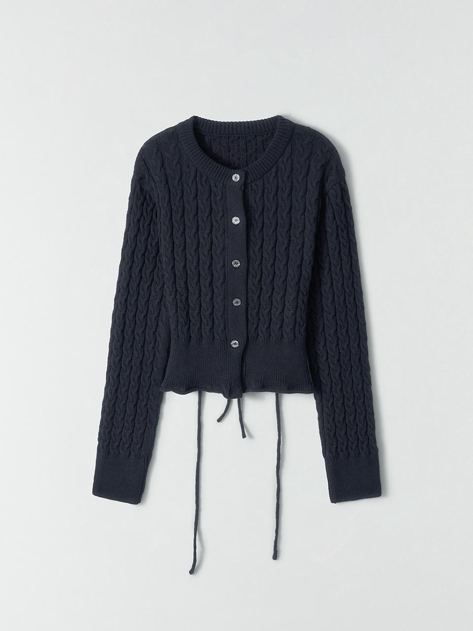 The Raust Cable Knit Backless Cotton-Nylon Cardigan [CHARCOAL]