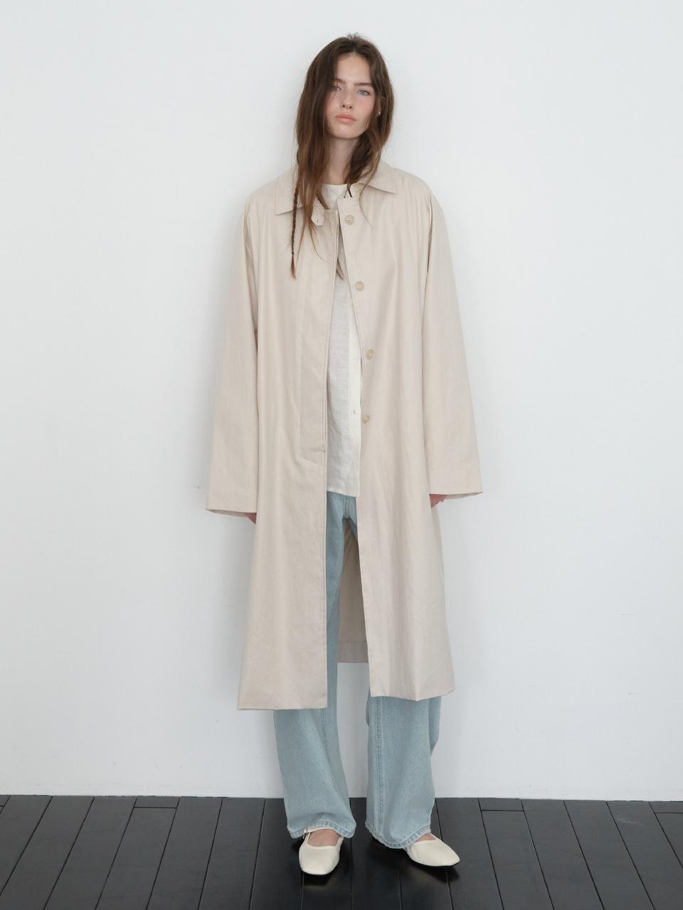 The Raust Coated Rain Single Trench Coat [IVORY]