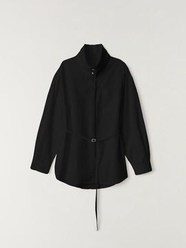 The Raust Cotton-Linen High Neck Convertible Shirt [BLACK]