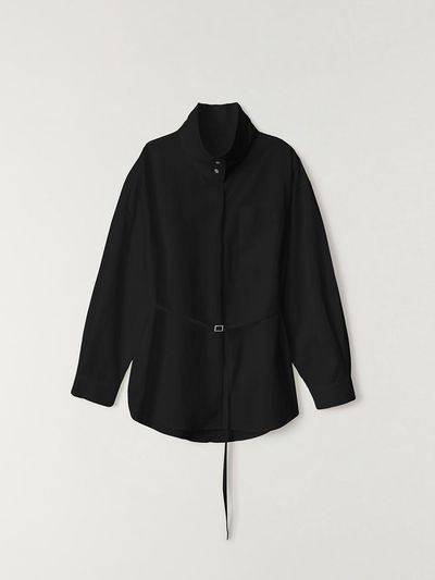 The Raust Cotton-Linen High Neck Convertible Shirt [BLACK]