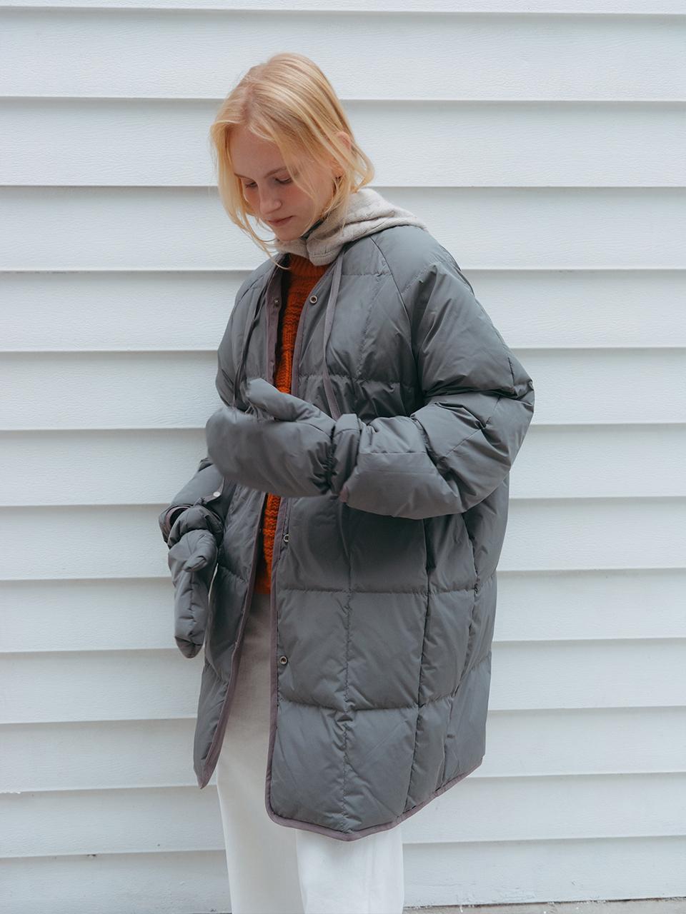 The Raust Down Reversible Midi Quilted Jacket [Slate Gray]