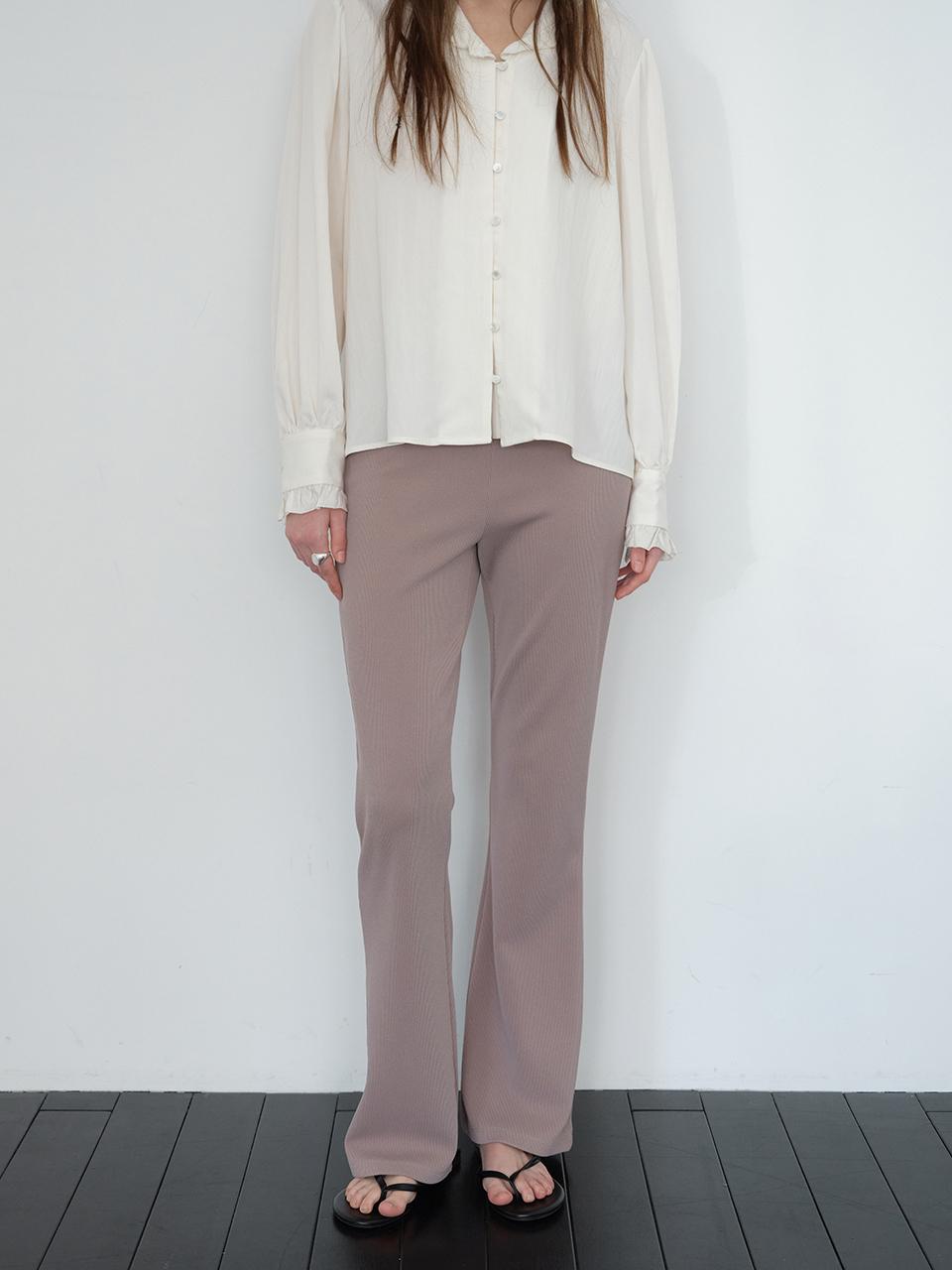 The Raust Layered Bootcut Elastic Waist Slim Fit Pants [Beige]