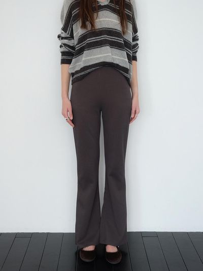 The Raust Layered Bootcut Elastic Waist Slim Fit Pants [CHARCOAL]