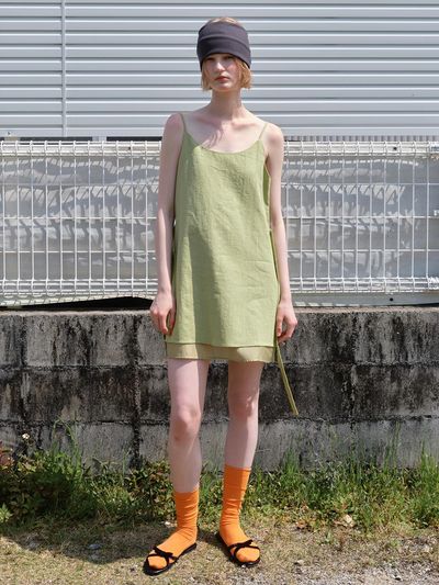 The Raust Linen Layered Dress [Light Green]