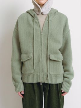 The Raust Merino Wool Oversized Hooded Zip-up Jacket [LIGHT GREEN]