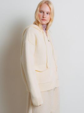 The Raust Merino Wool Oversized Two-way Zip-up Hoodie [CREAM]