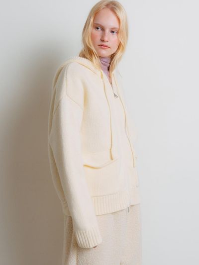 The Raust Merino Wool Oversized Two-way Zip-up Hoodie [CREAM]
