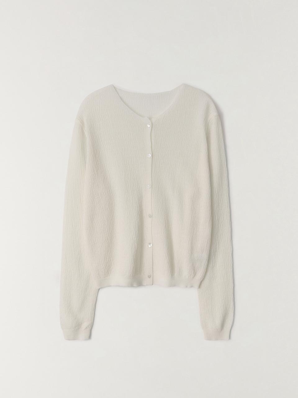 The Raust Merino Wool Regular Fit Textured Cardigan [Beige]