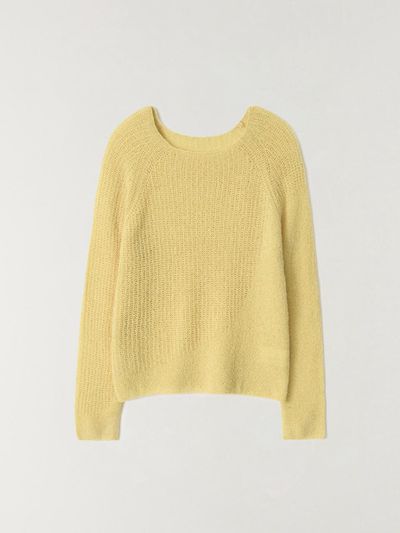 The Raust Mix-Crochet Raglan Wool-Nylon Pullover [YELLOW]