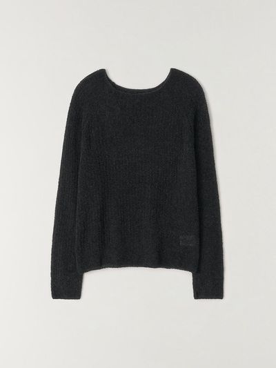 The Raust Mix-Crochet Raglan Wool Pullover [BLACK]