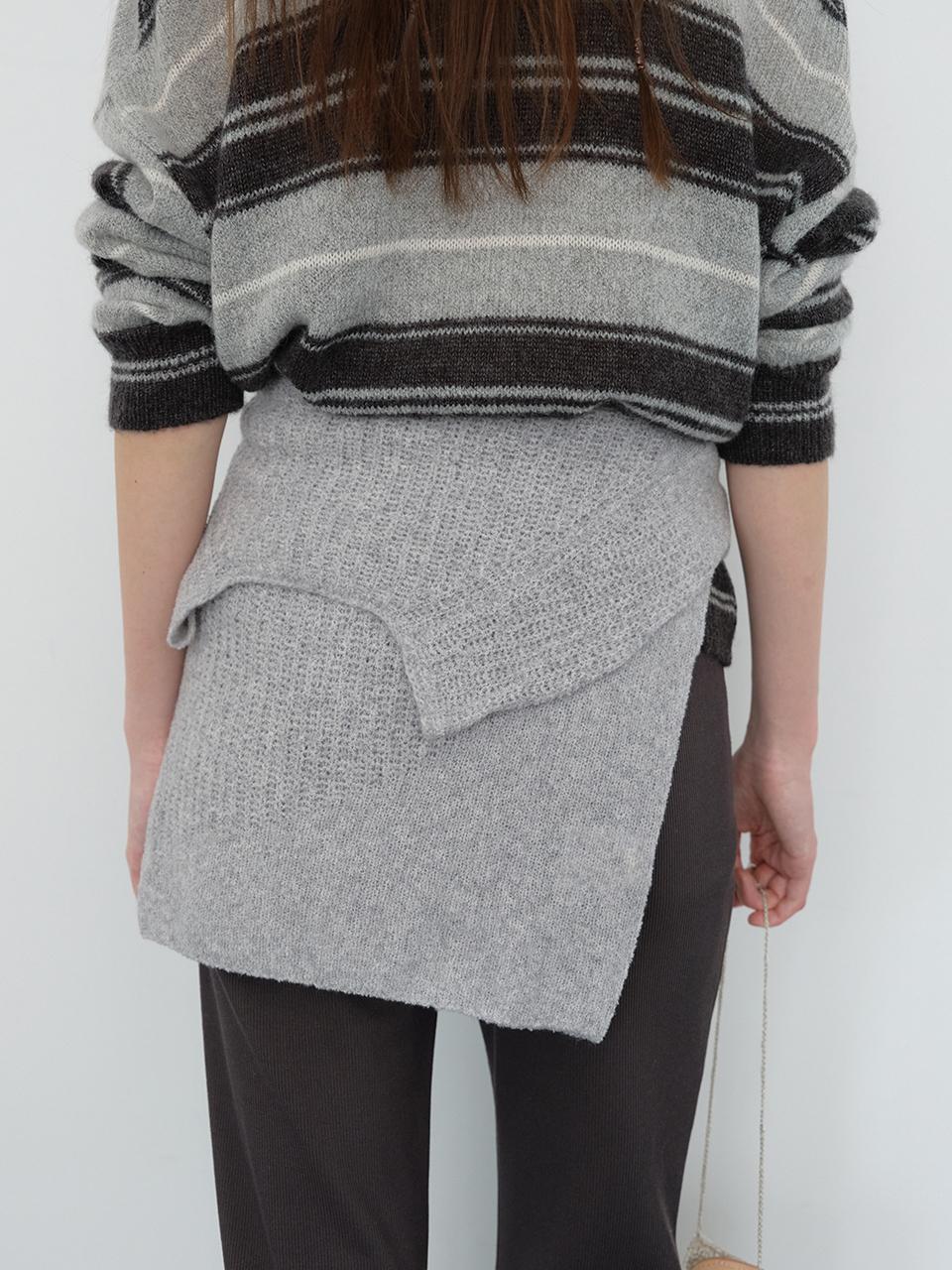 The Raust Mix-Crochet Raglan Wool Pullover [GRAY]