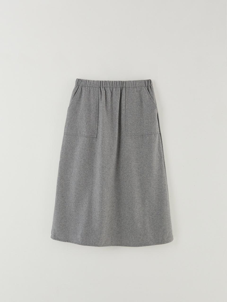 The Raust Pocket Elastic Waist Wool Skirt [GRAY]