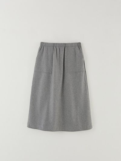 The Raust Pocket Elastic Waist Wool Skirt [GRAY]