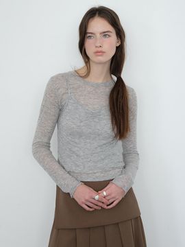 The Raust Sheer Tencel Sleeveless Two-Piece Set [GRAY]