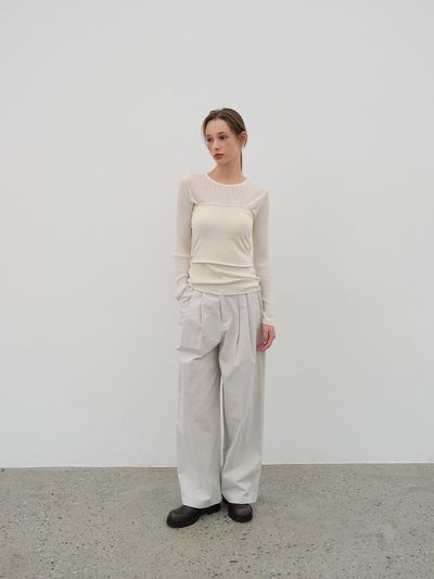 The Raust two-tuck BANDING pants BEIGE