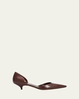 THE ROW 35mm Liisa Leather Kitten-Heel d'Orsay Pumps