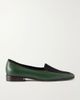 THE ROW Adam suede-trimmed glossed-leather penny loafers - 1
