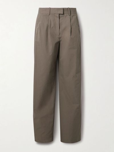 THE ROW Alfidis pleated cotton-twill wide-leg pants