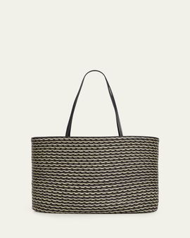 The Row Beau Striped Raffia & Leather Tote Bag
