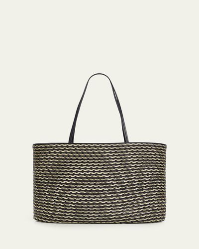 The Row Beau Striped Raffia & Leather Tote Bag