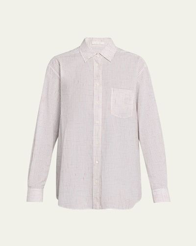 THE ROW Dalan Check Cotton Poplin Button-Down Shirt