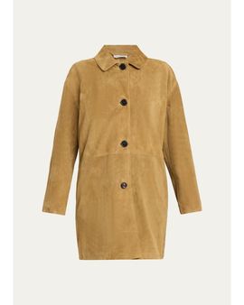 The Row Damir Suede Single-Breasted Car Coat