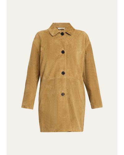 The Row Damir Suede Single-Breasted Car Coat
