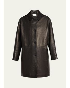 The Row Donata Leather Single-Breasted Coat