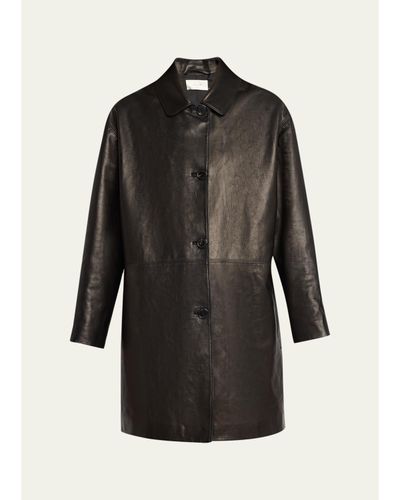 The Row Donata Leather Single-Breasted Coat
